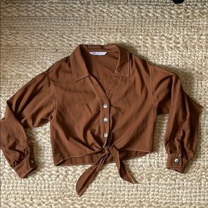 ZARA tie front button up